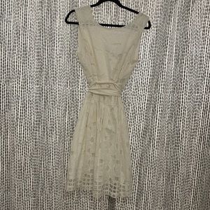 White Lace Knee Length Dress